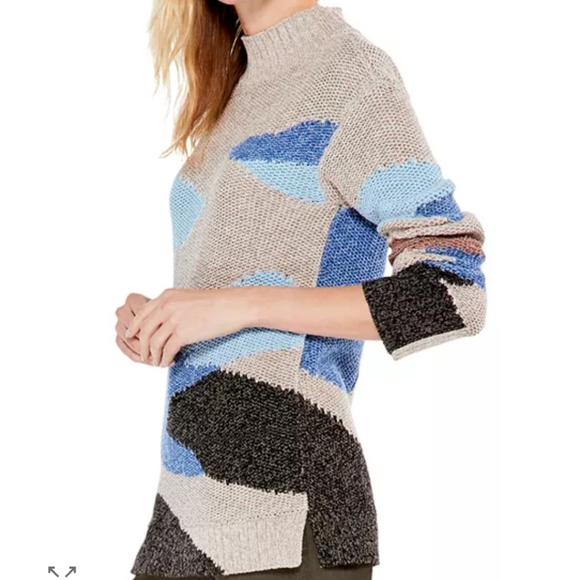 Nic+Zoe Winter Waves Colorful Boho Mock Neck Women's Sweater Fall - Picture 2 of 7